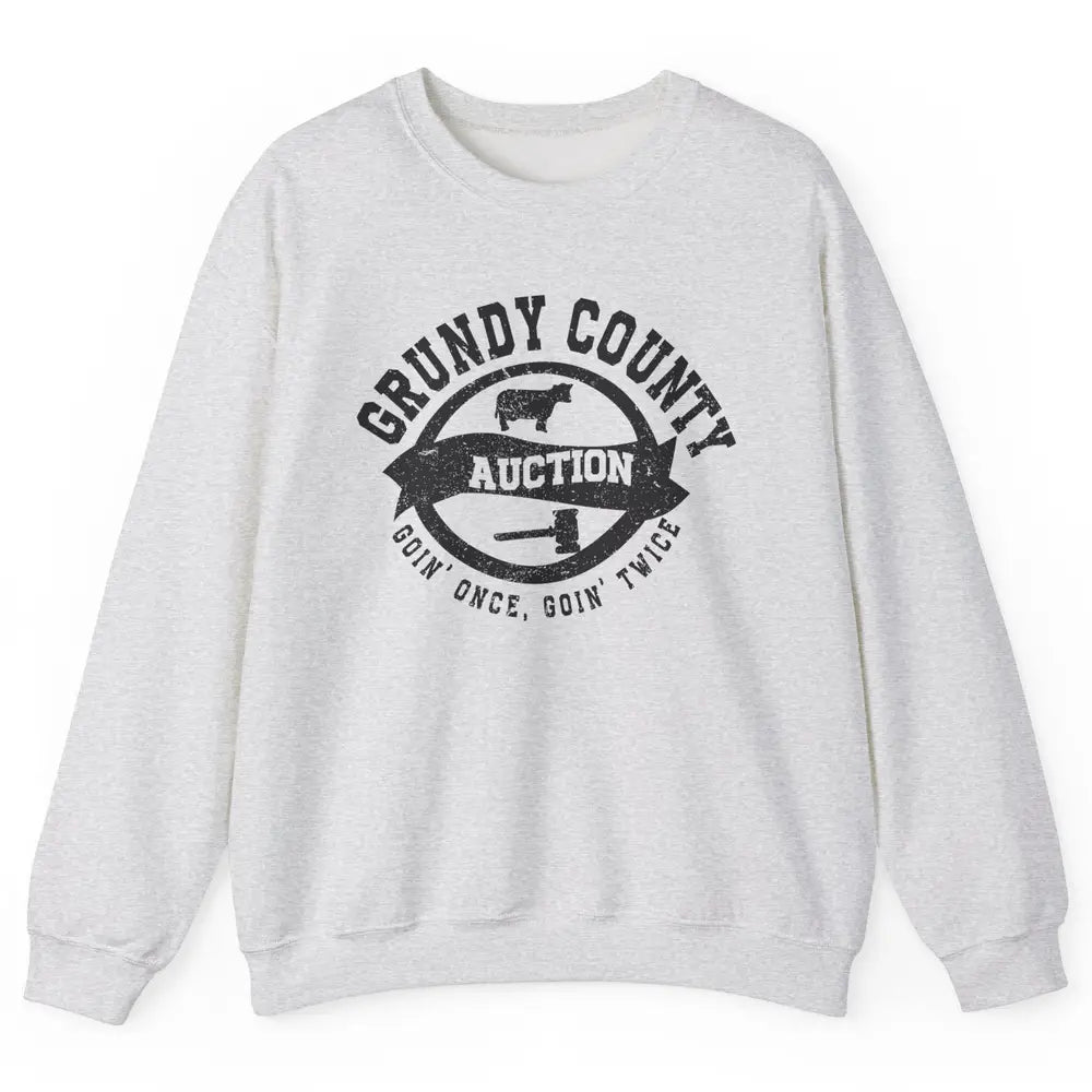 Retro Bull Skull Grundy County Auction Western Country Farm Unisex Crewneck Sweatshirt