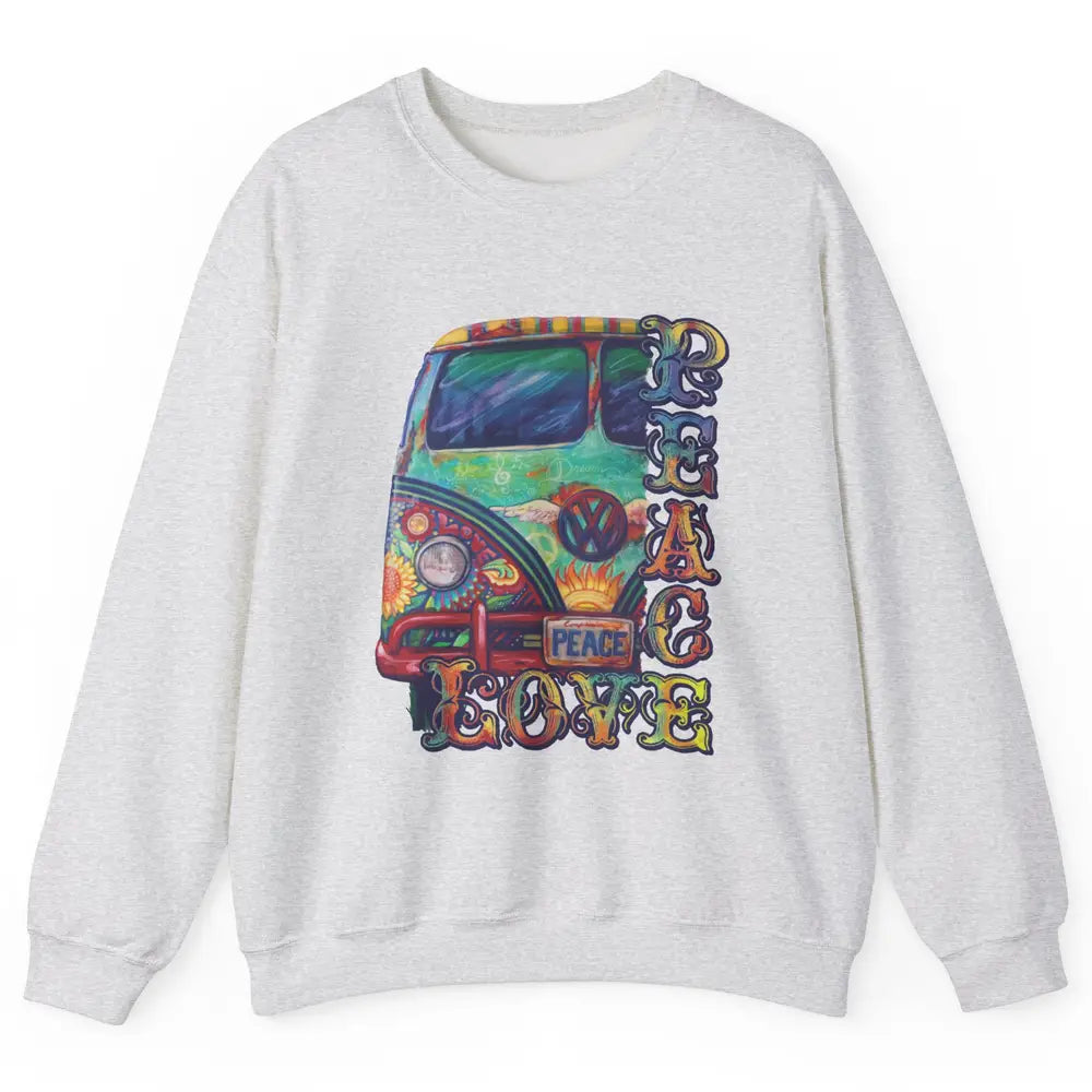 Peace And Love Hippie Van Peacemobile Vintage Gift Camping Unisex Crewneck Sweatshirt