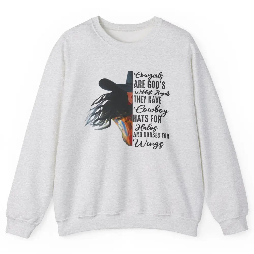 Retro Cowgirls Are God's Wildest Angel Western Country Rodeo Unisex Crewneck Sweatshirt