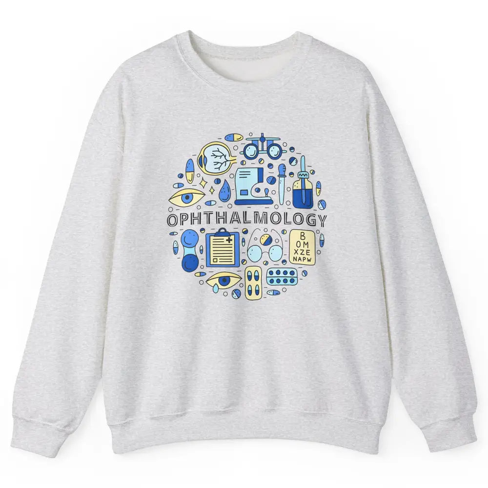 Optometrist Eye Chart Phoropter Symbols Ophthalmology Tech Unisex Crewneck Sweatshirt
