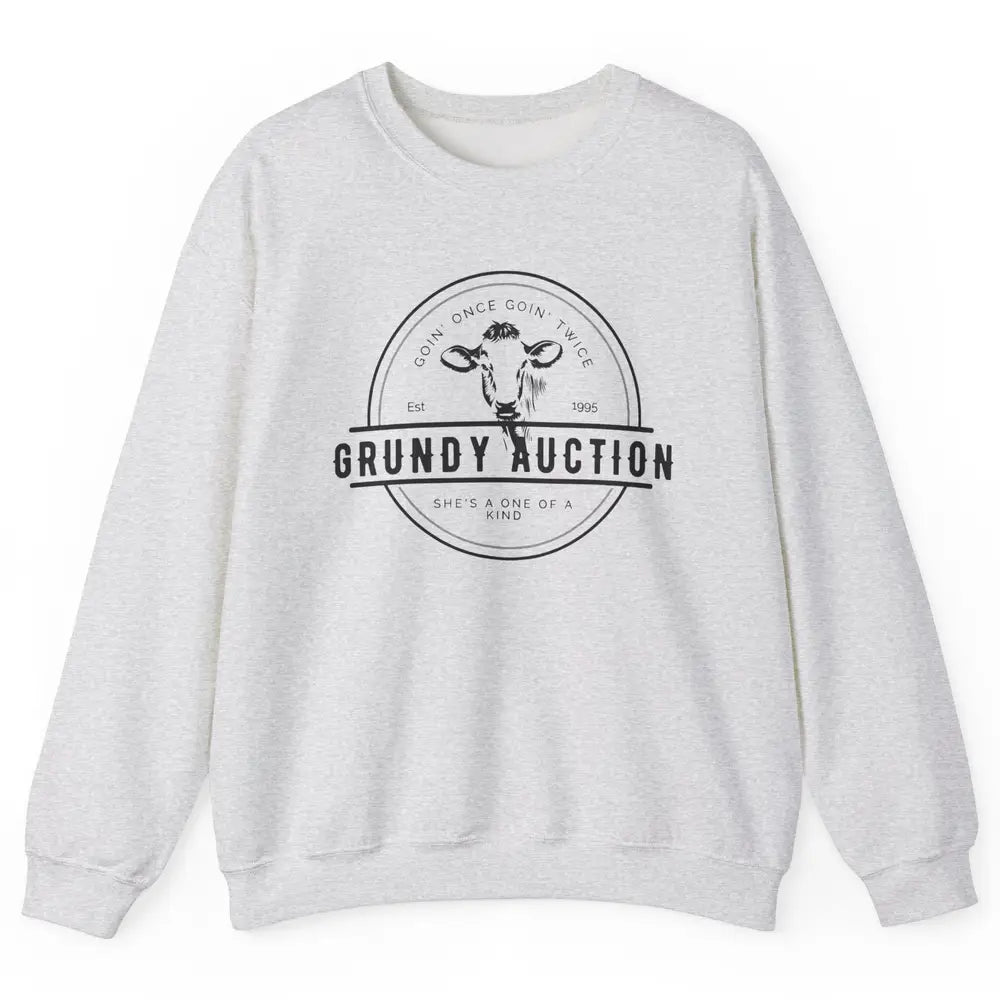 Retro Cow Cattle Grundy County Auction Western Country Farm Unisex Crewneck Sweatshirt