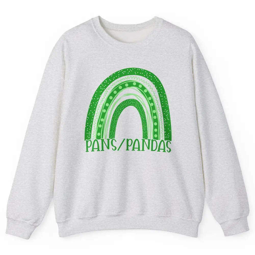 PANS/PANDAS Awareness Floral Green Ribbon Rainbow Pans Unisex Crewneck Sweatshirt