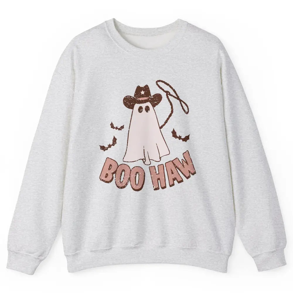 Retro Cowboo Boo Haw Ghost Fall Spooky Season Western Cowboy Unisex Crewneck Sweatshirt
