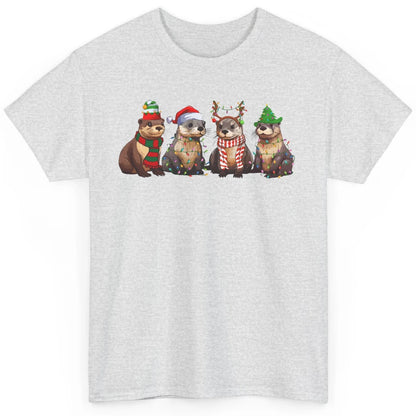 Otters Christmas Lights Sea Animal Christmas Otter Lovers Classic Unisex T-Shirt