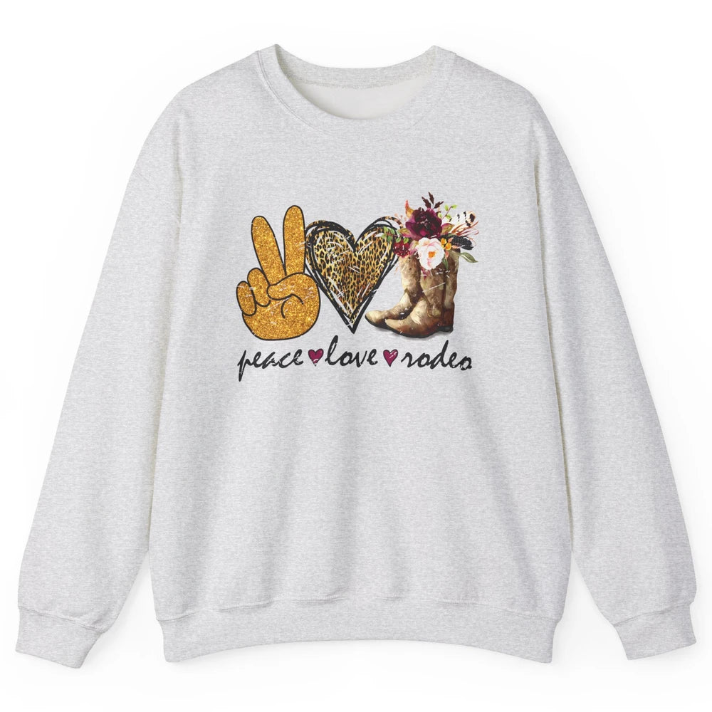 Retro Peace Love Rodeo Cowboy Boots Western Country Cowgirl Unisex Crewneck Sweatshirt