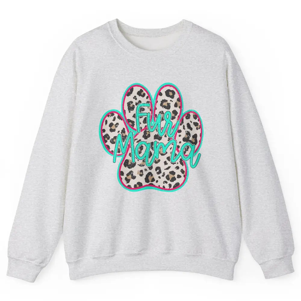 Retro Leopard Fur Mama Dog Paws Dog Mama Western Dog Mama Unisex Crewneck Sweatshirt