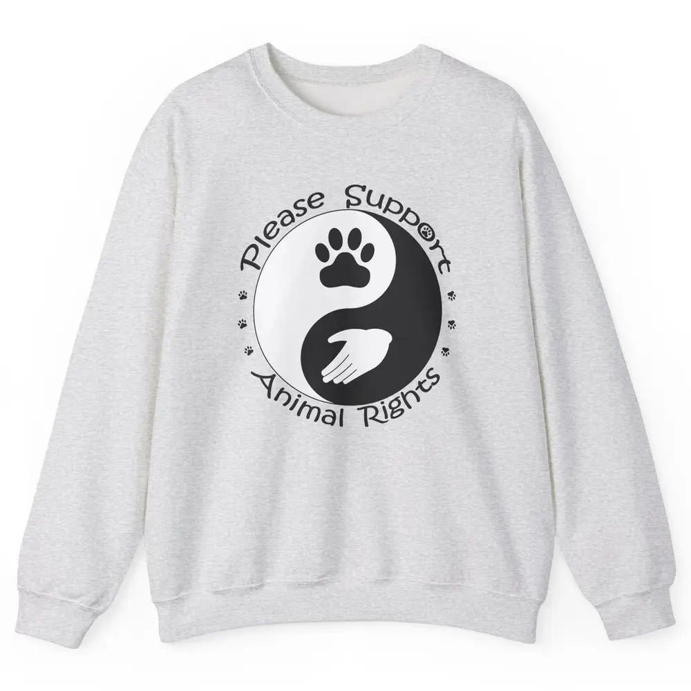 Please Support Animal Rights Pet Rescuer Paw Yin Yang Adopt Unisex Crewneck Sweatshirt
