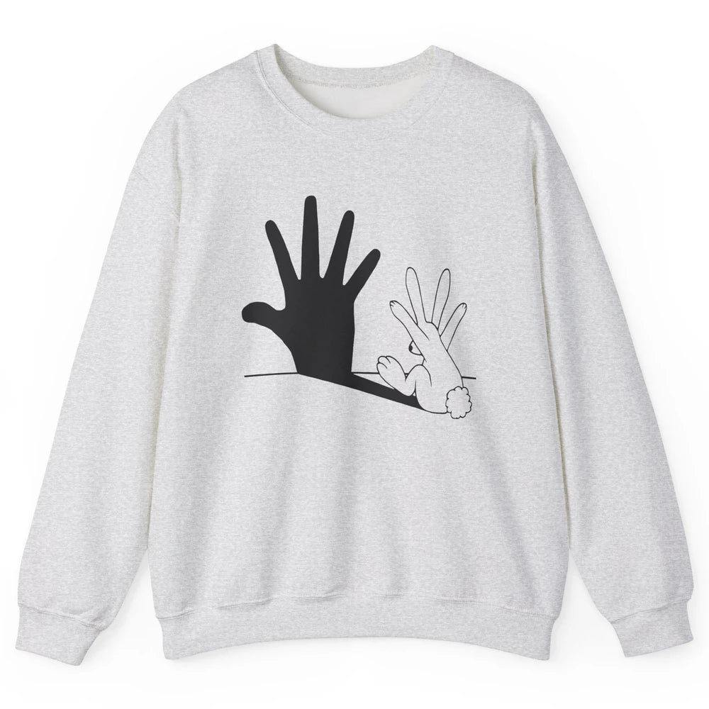 Rabbit Hand Shadow Funny Life Jokes Funny Rabbit Bunny Lover Unisex Crewneck Sweatshirt