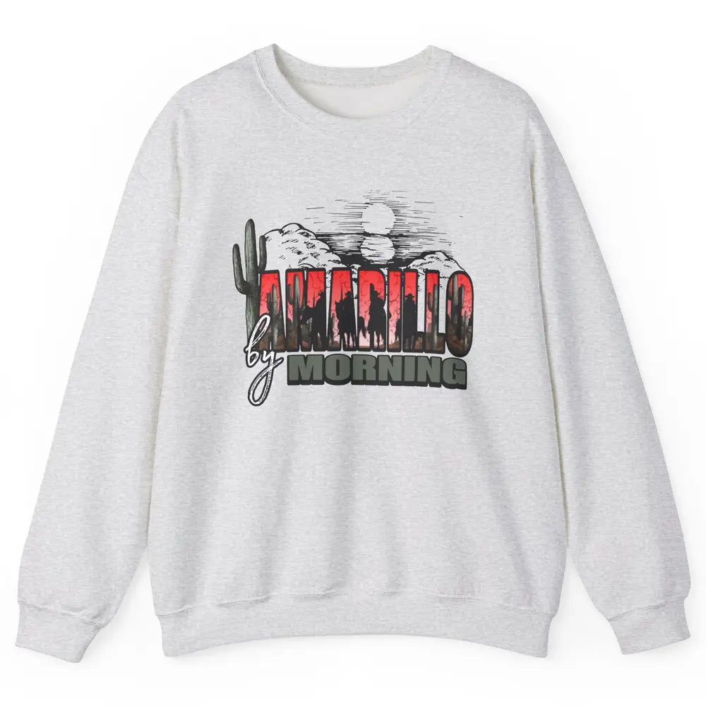 Retro Desert Sunset Amarillo By Morning Western Cowboy Unisex Crewneck Sweatshirt