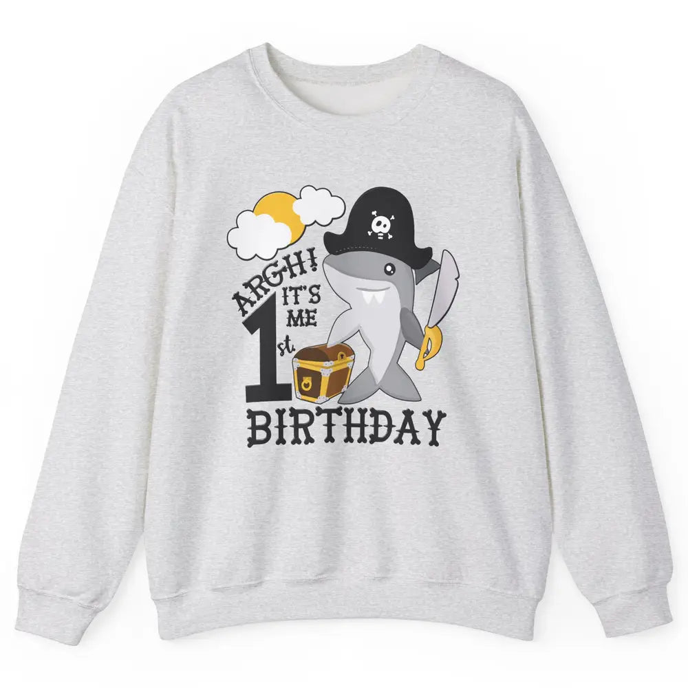 Pirate Shark 1st Birthday Party 1st Birthday Boy Girl Gift Unisex Crewneck Sweatshirt