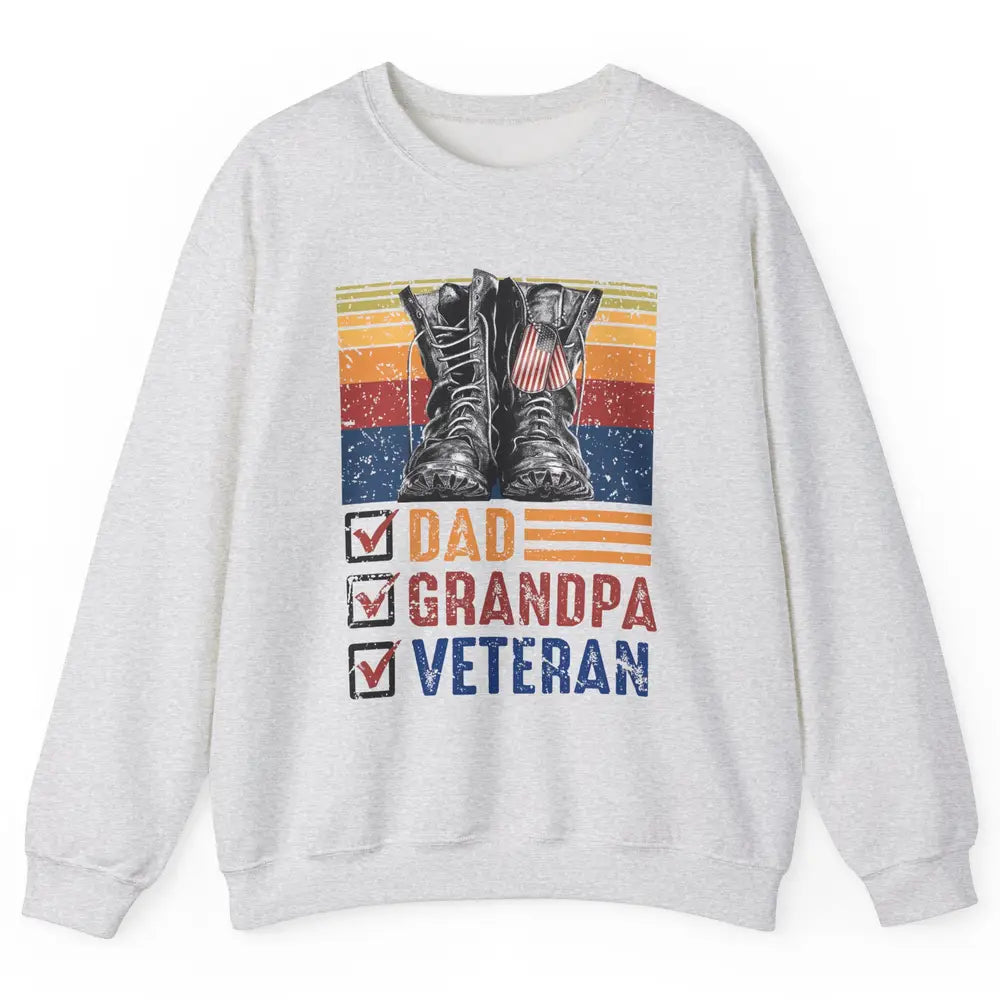 Retro US Flag Combat Boots Dad Grandpa Veteran Day Memorial Unisex Crewneck Sweatshirt