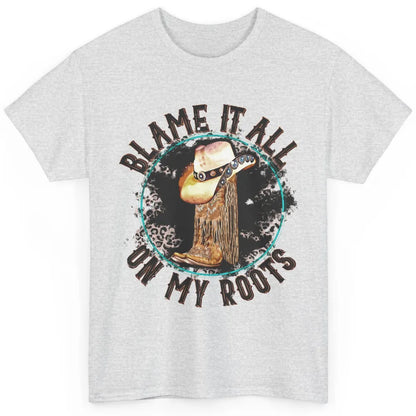 Retro Leopard Cowboy Boots Blame It On My Roots Western Girl Classic Unisex T-Shirt