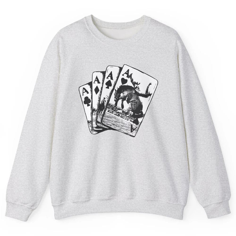 Punchy Cowboy Horsing Playing Cards Western Cowboy Rodeo Unisex Crewneck Sweatshirt