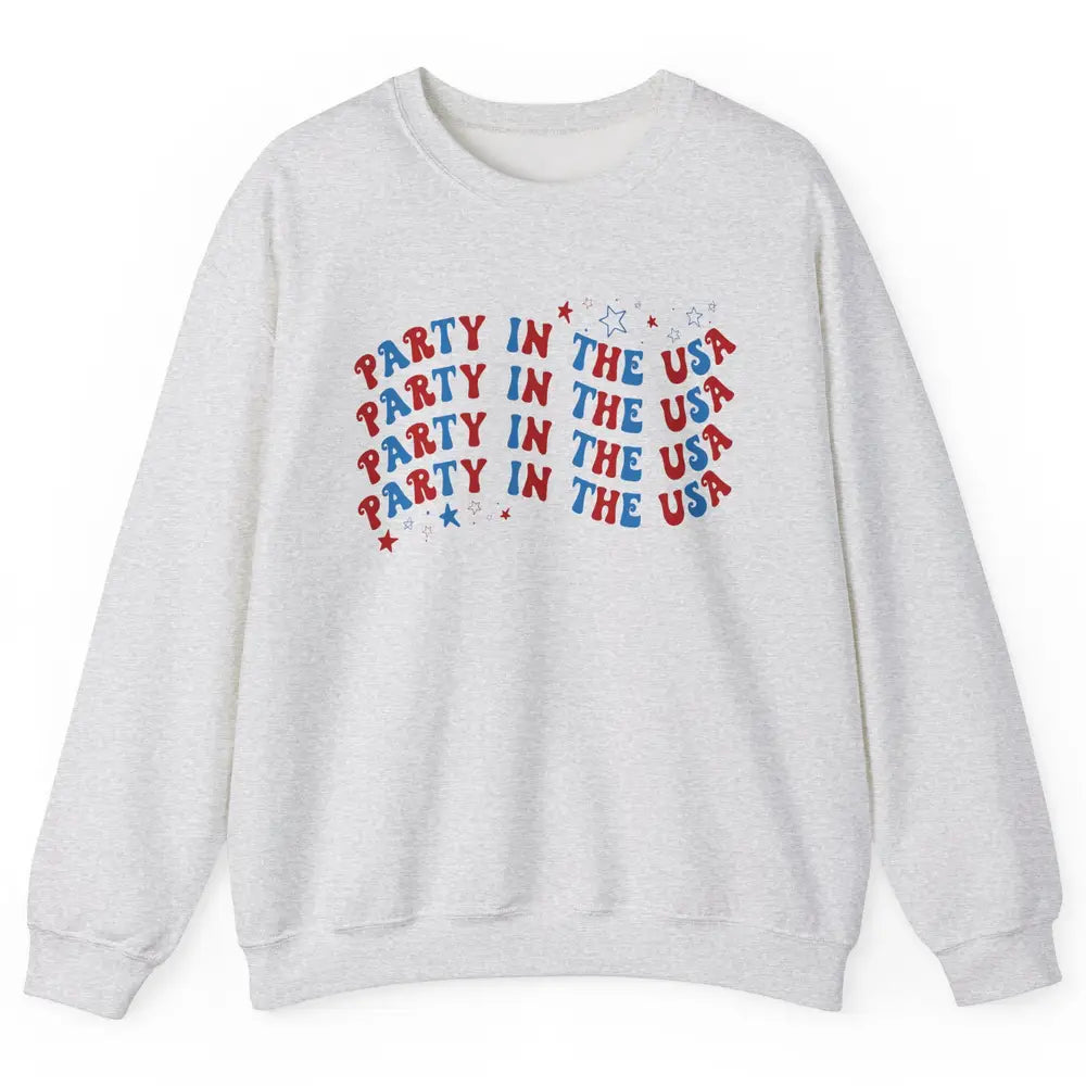 Retro July 4th Party In The USA Stripe Star American Patriot Unisex Crewneck Sweatshirt