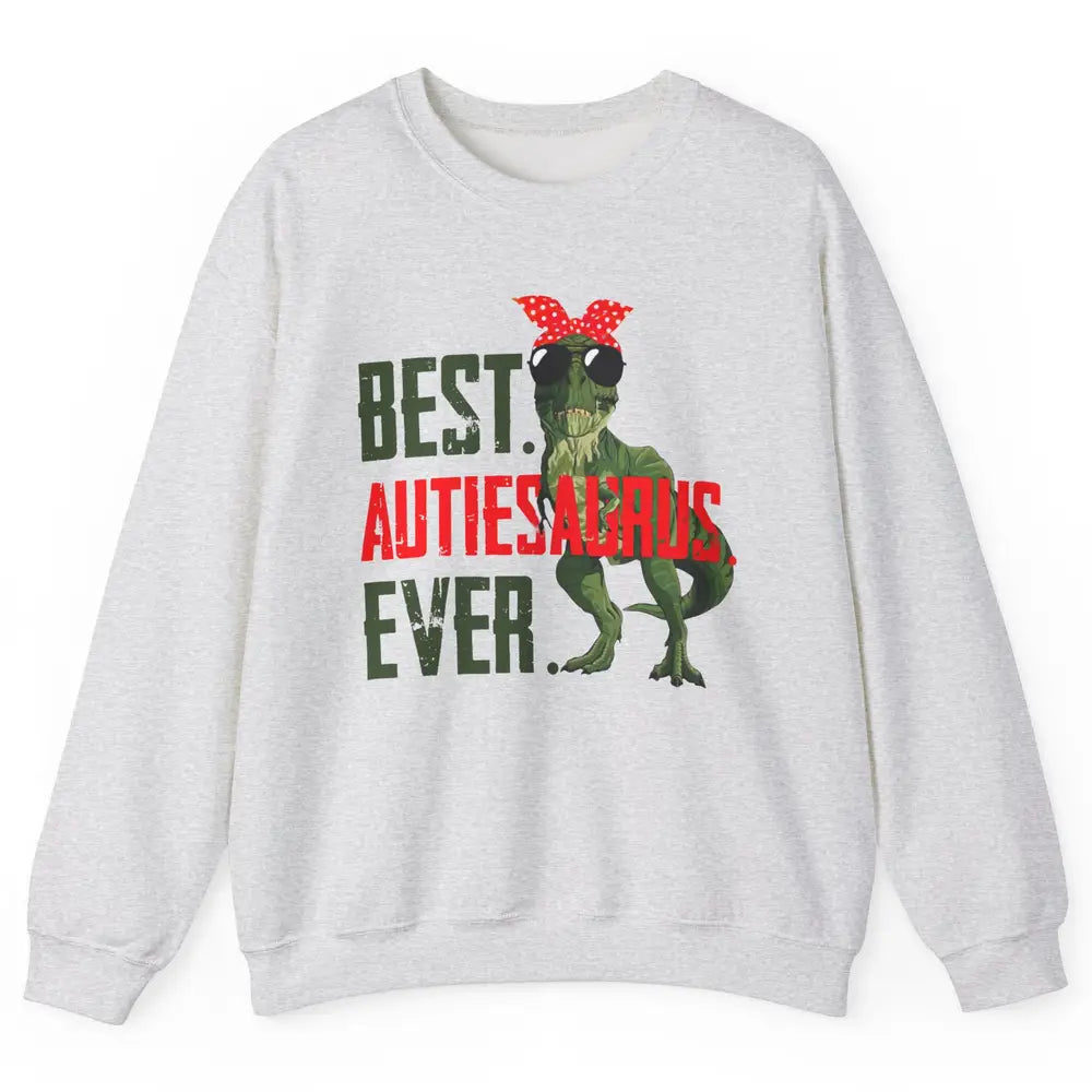 Retro Funny T Rex Best Auntiesaurus Ever Dinosaur Aunt Gift Unisex Crewneck Sweatshirt