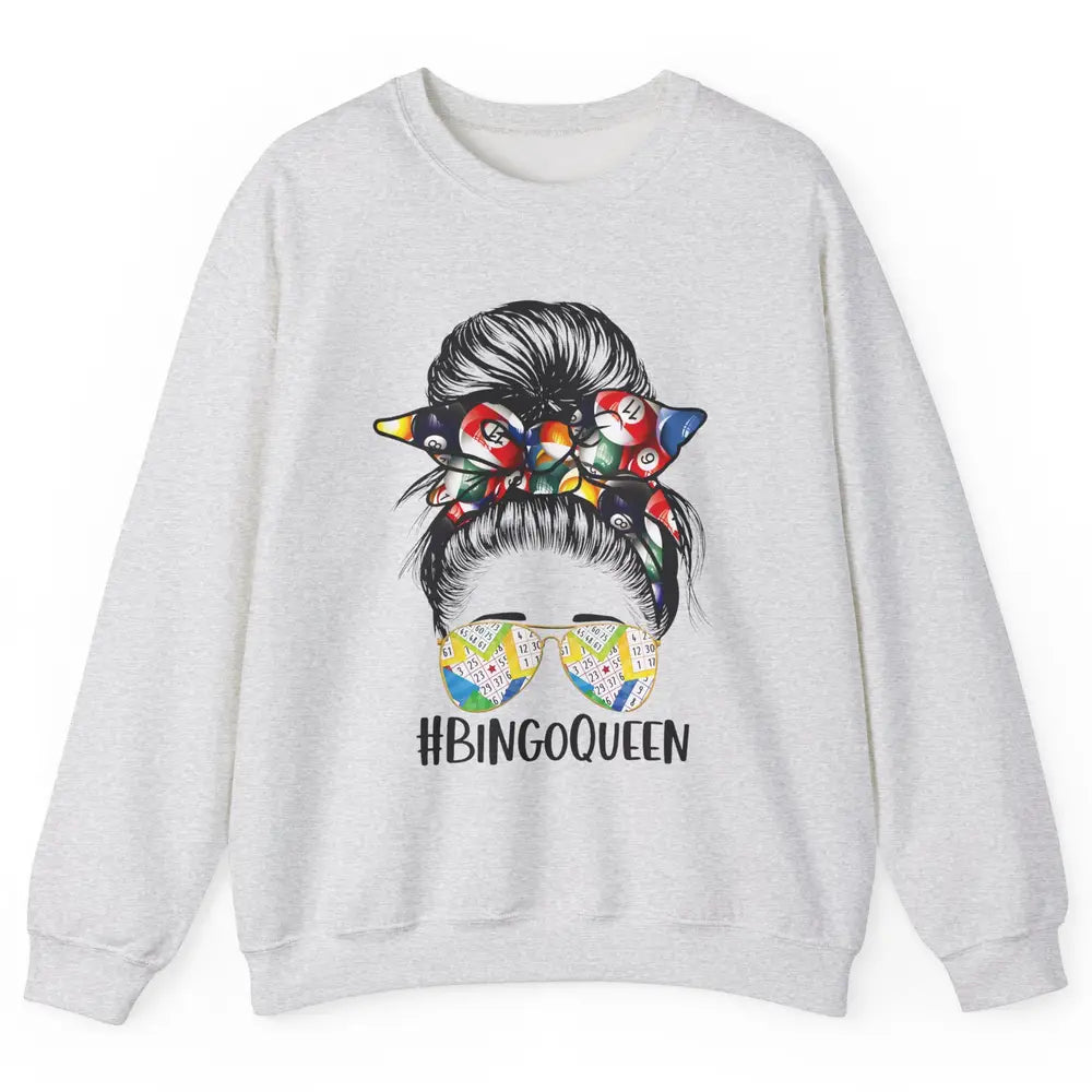 Bingo Life Messy Bun Bandana Gambling Lucky Bingo Player Unisex Crewneck Sweatshirt