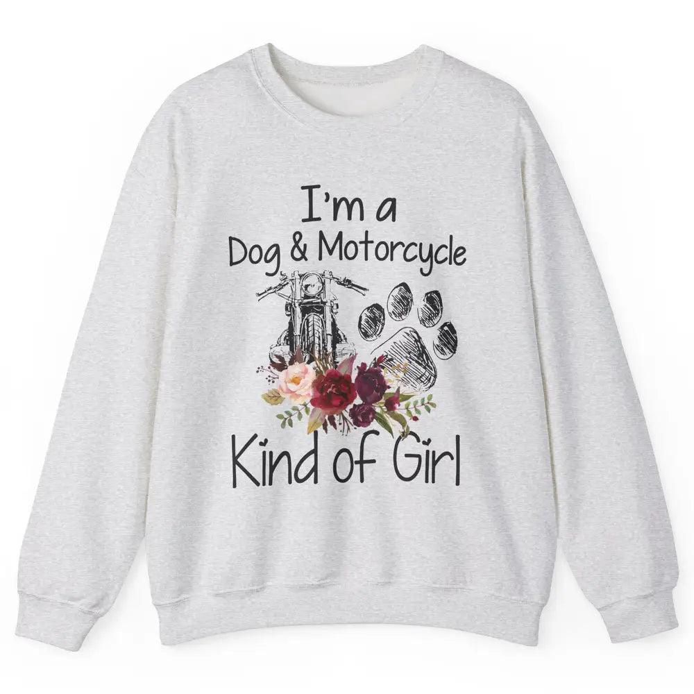Retro Floral Motorbike I'm Dog Motorcycle Kinda Girl Dog Mom Unisex Crewneck Sweatshirt