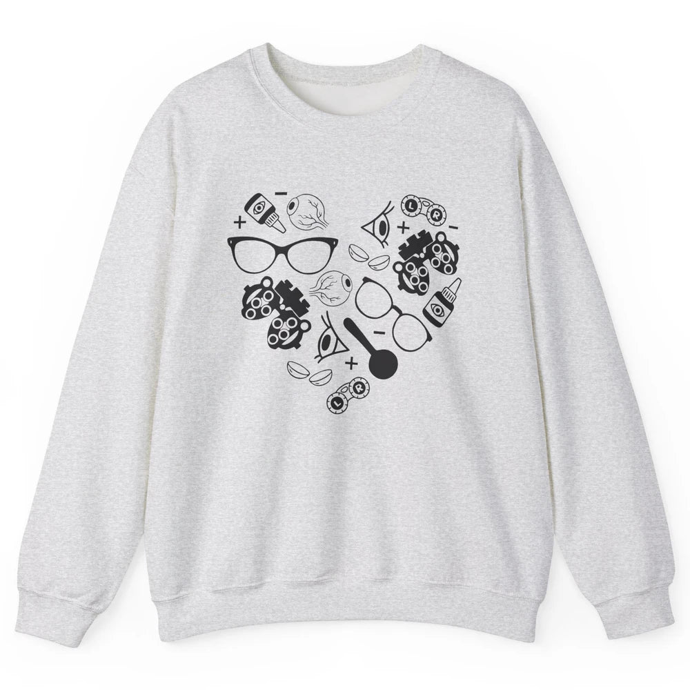 Optometry Ophthalmic Technician Symbols Heart Optician Life Unisex Crewneck Sweatshirt
