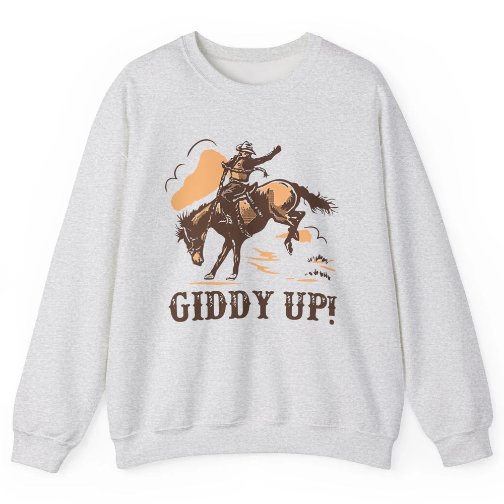 Retro Cowboy Rodeo Giddy Up Hold Your Horses Western Country Unisex Crewneck Sweatshirt