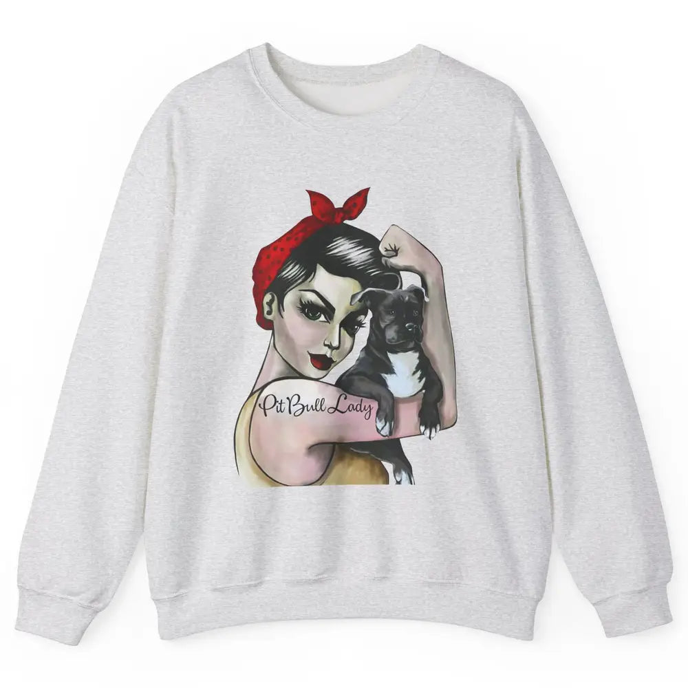 Pit Bull Lady Pit Bull Mom Dog Mom Bandana Dog Lovers Gift Unisex Crewneck Sweatshirt