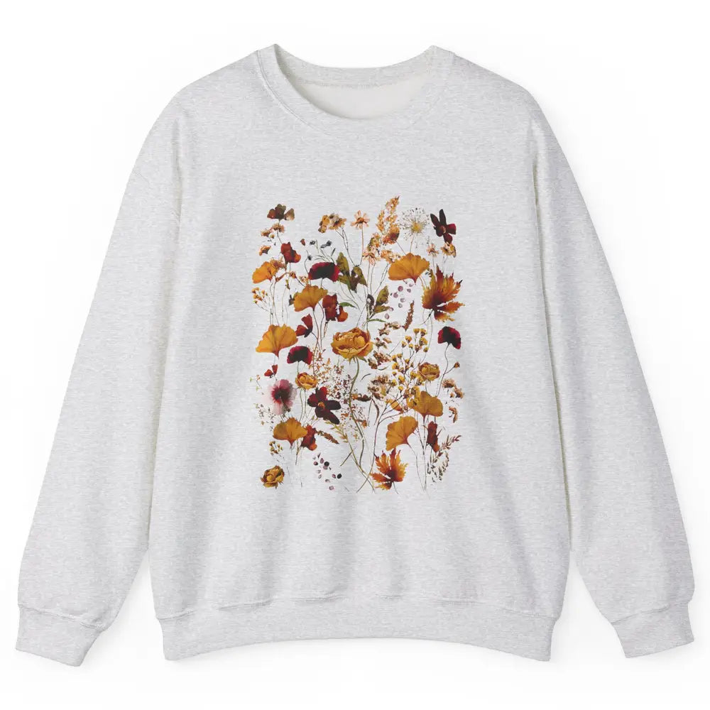 Pressed Flowers Plant Botanical Garden Wildflower Vintage Unisex Crewneck Sweatshirt