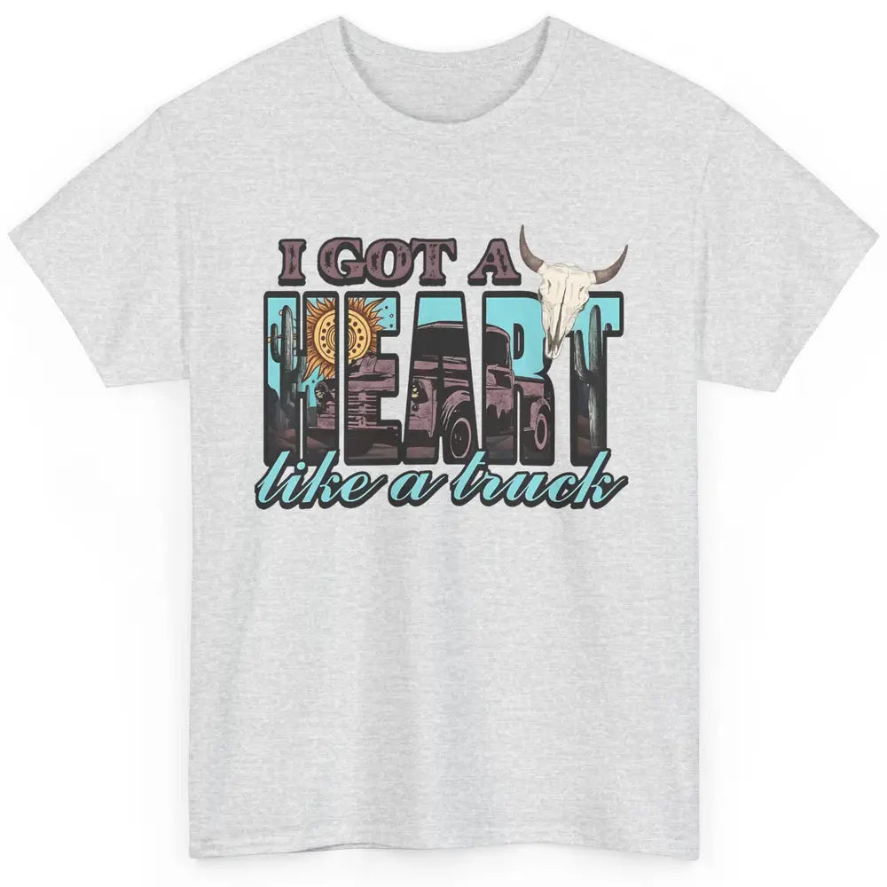 Retro Desert Bull Skull I Got A Heart Like A Truck Western Classic Unisex T-Shirt