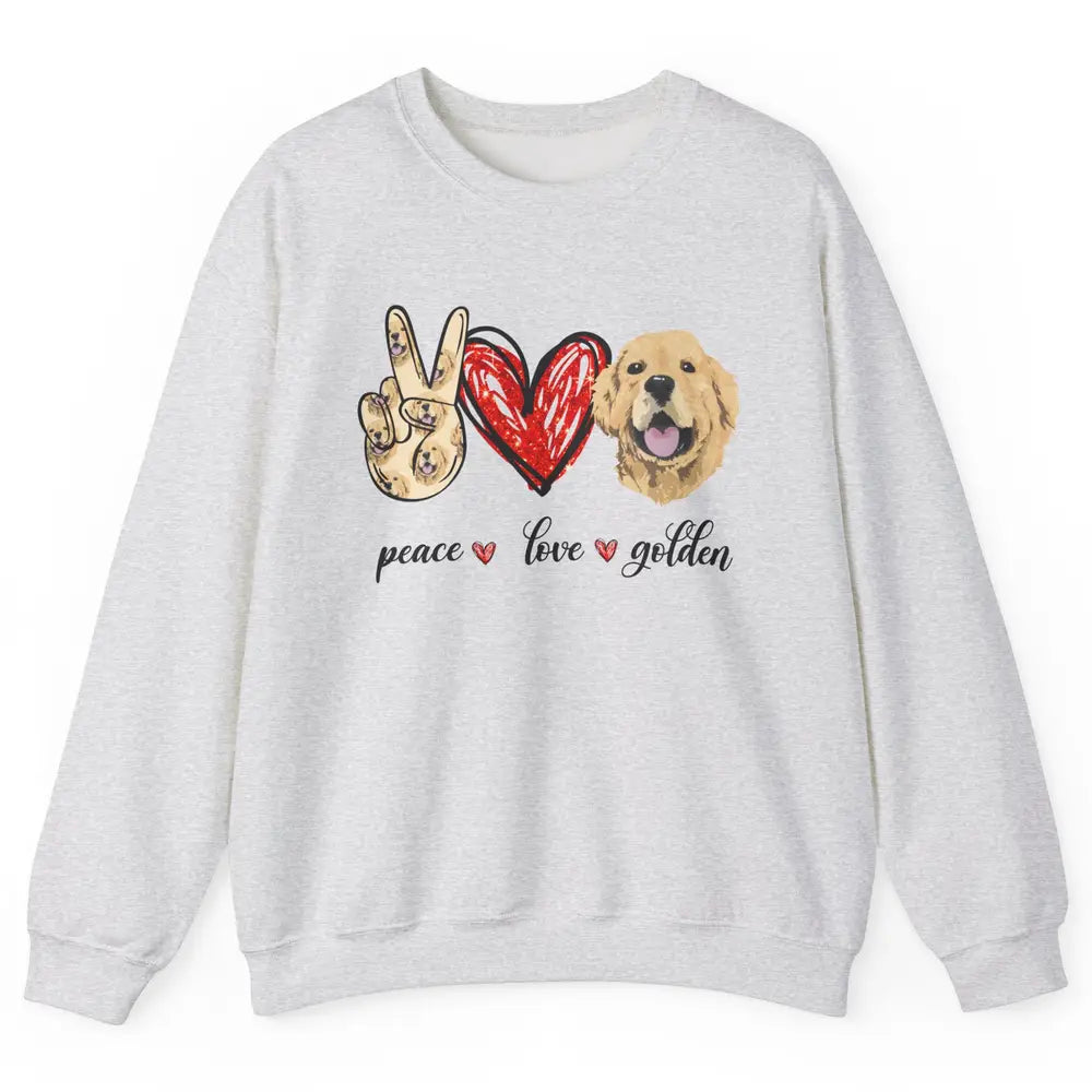 Peace Love Golden Dog Lover Golden Retriever Dad Mom Gift Unisex Crewneck Sweatshirt