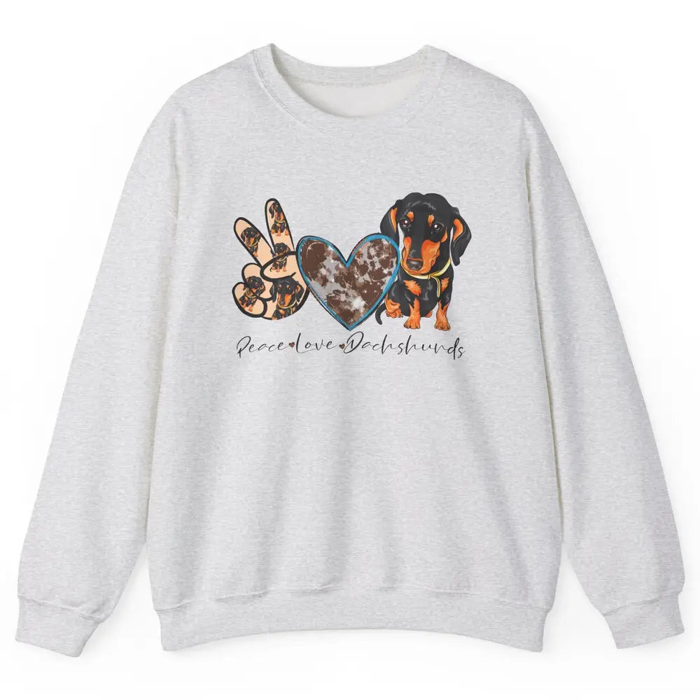 Peace Love Dachshund Dog Mom Dachshund Lovers Wiener Mom Unisex Crewneck Sweatshirt