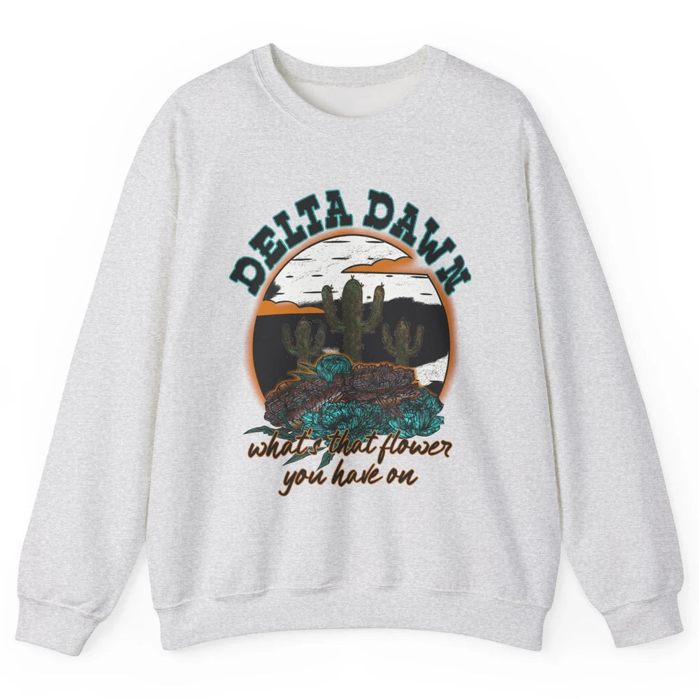 Retro Desert Night Delta Dawn What's That Flower Western Unisex Crewneck Sweatshirt