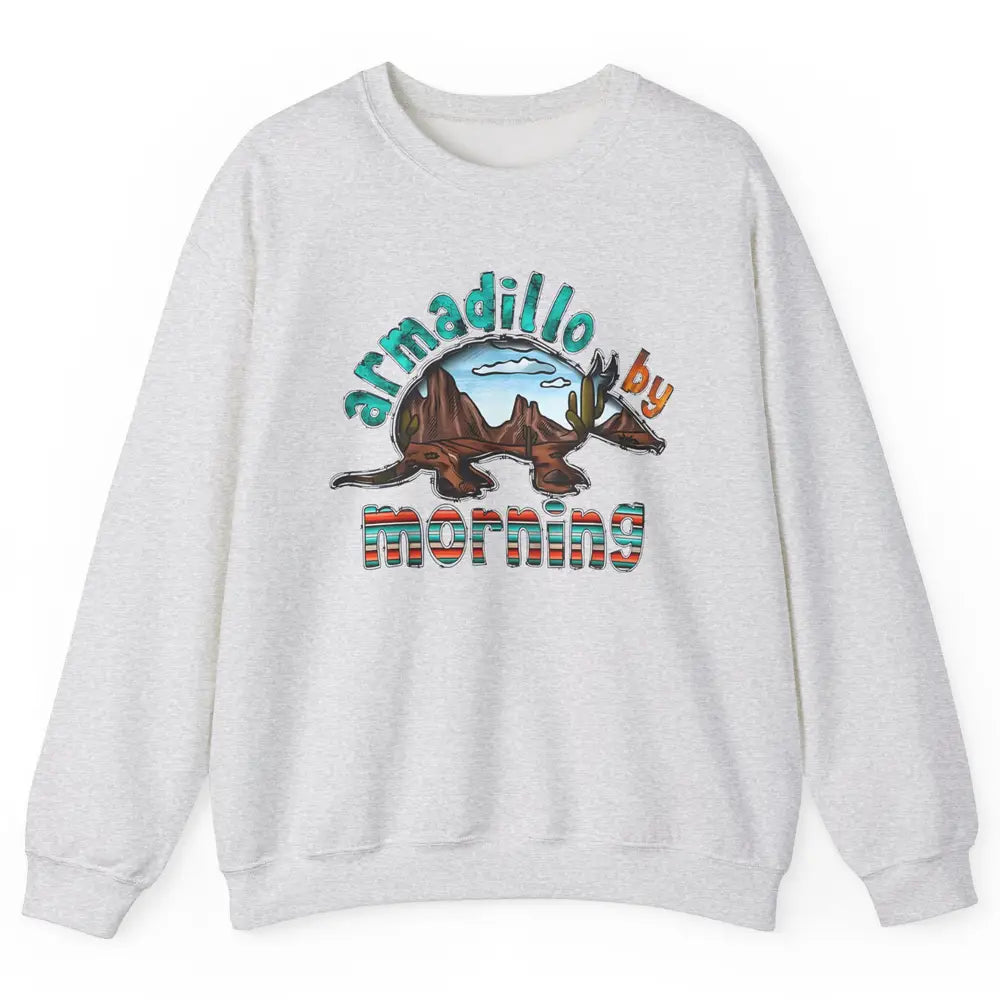 Retro Desert Sunset Armadillo By Morning Western Country Unisex Crewneck Sweatshirt