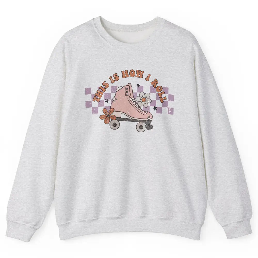 Retro Boho Roller Skate Groovy Daisy Skateboard Skater Gift Unisex Crewneck Sweatshirt