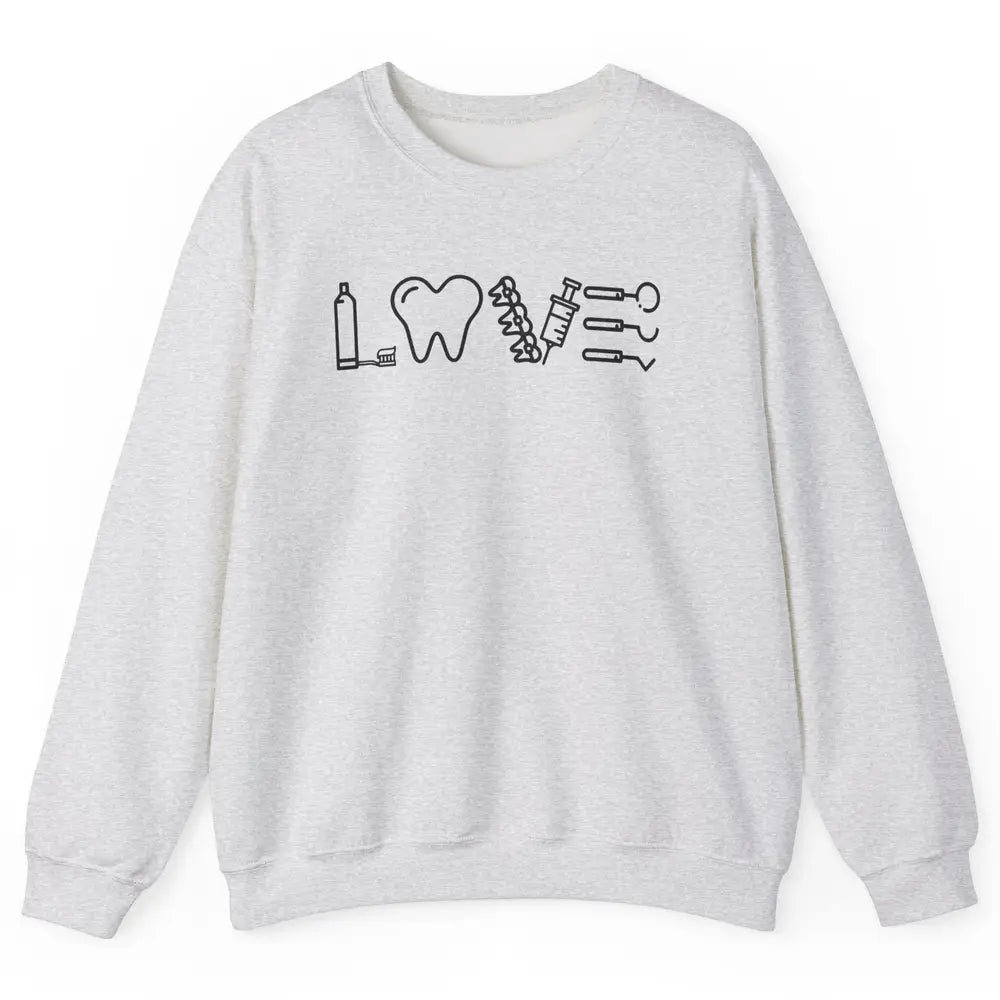 Retro Dental Hygienist Life Love Dental Tools Dentist Life Unisex Crewneck Sweatshirt