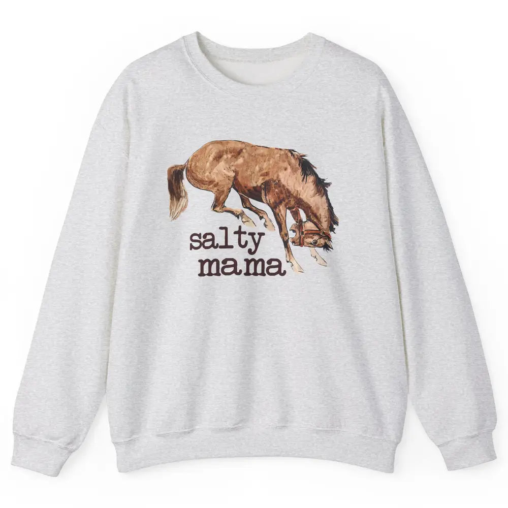 Retro Cowgirl Salty Mama Horse Lovers Western Country Cowboy Unisex Crewneck Sweatshirt