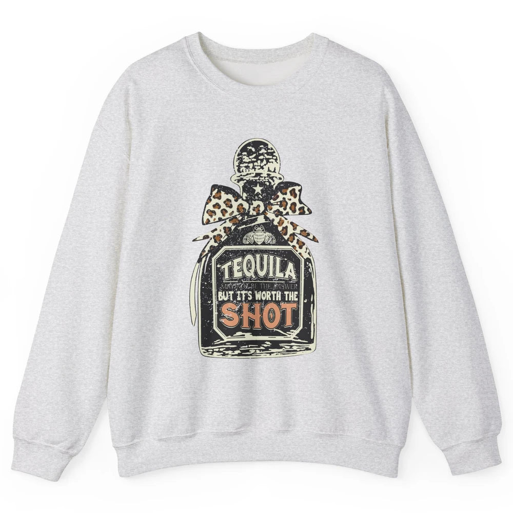 Retro Leopard Tequila May Not Be The Answer Western Country Unisex Crewneck Sweatshirt