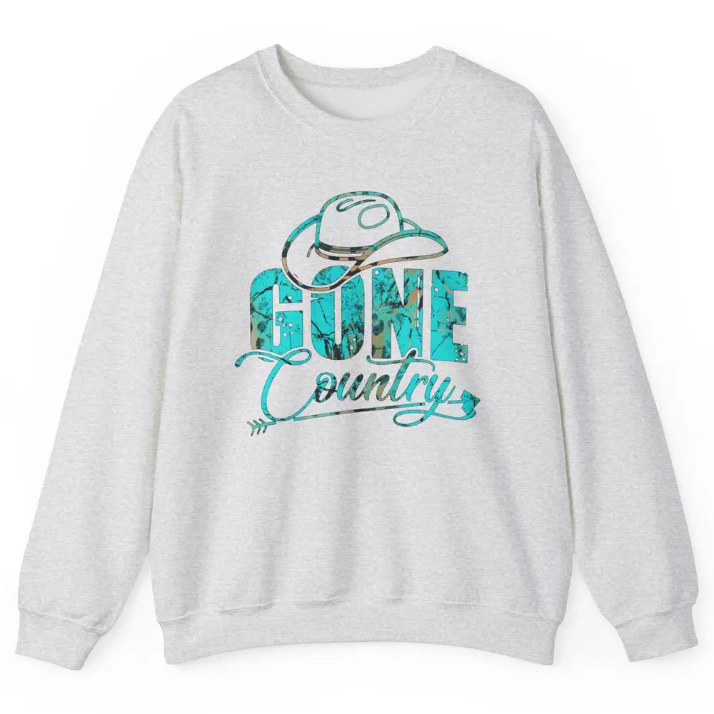Retro Cowboy Hat Gone Country Western Country Cowgirl Gift Unisex Crewneck Sweatshirt