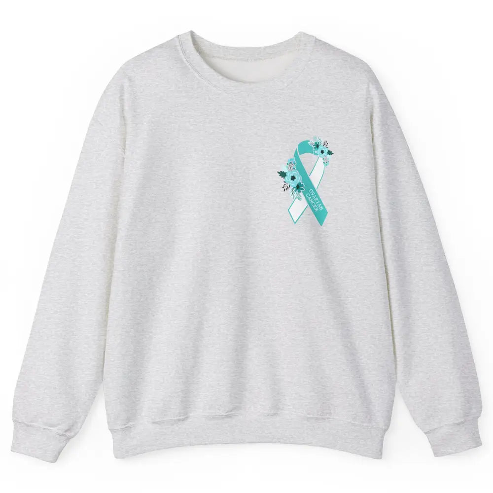 Ovarian Cancer Awareness Support Turquoise Ribbon Pocket Sz Unisex Crewneck Sweatshirt