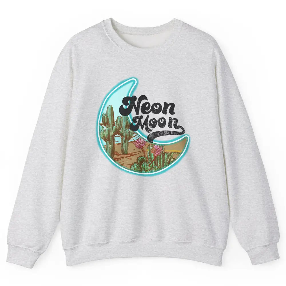Neon Moon Cactus Flower Desert Western Cowboy Rodeo Vintage Unisex Crewneck Sweatshirt