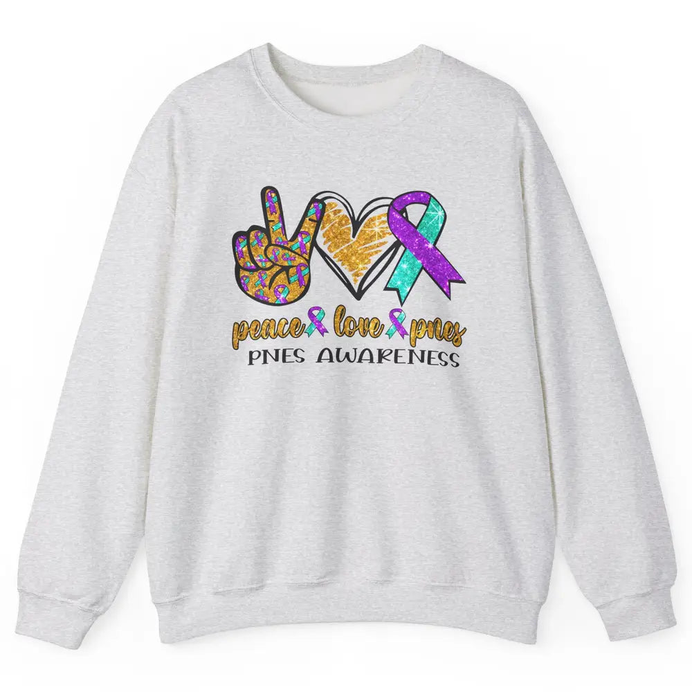 Psychogenic Non-epileptic Seizures Peace Love PNES Ribbon Unisex Crewneck Sweatshirt