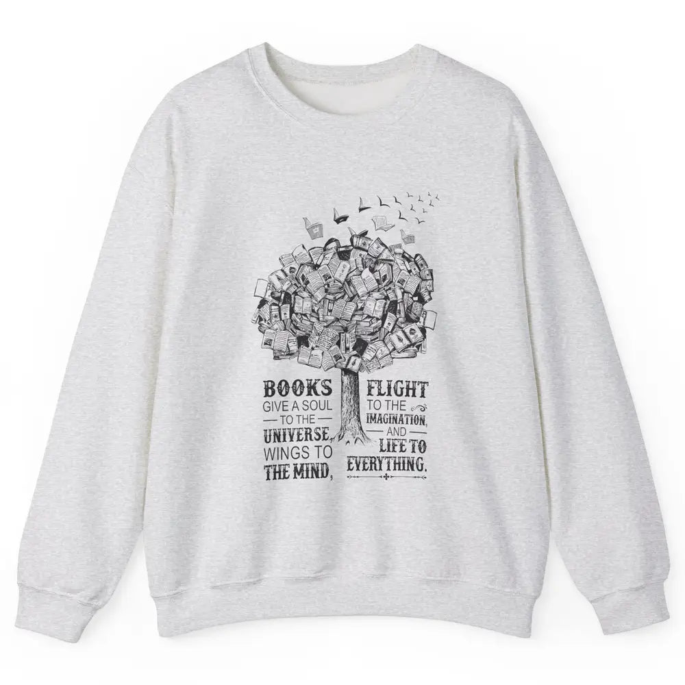 Retro Book Lovers Book Gives A Soul Reading Tree Bookworm Unisex Crewneck Sweatshirt