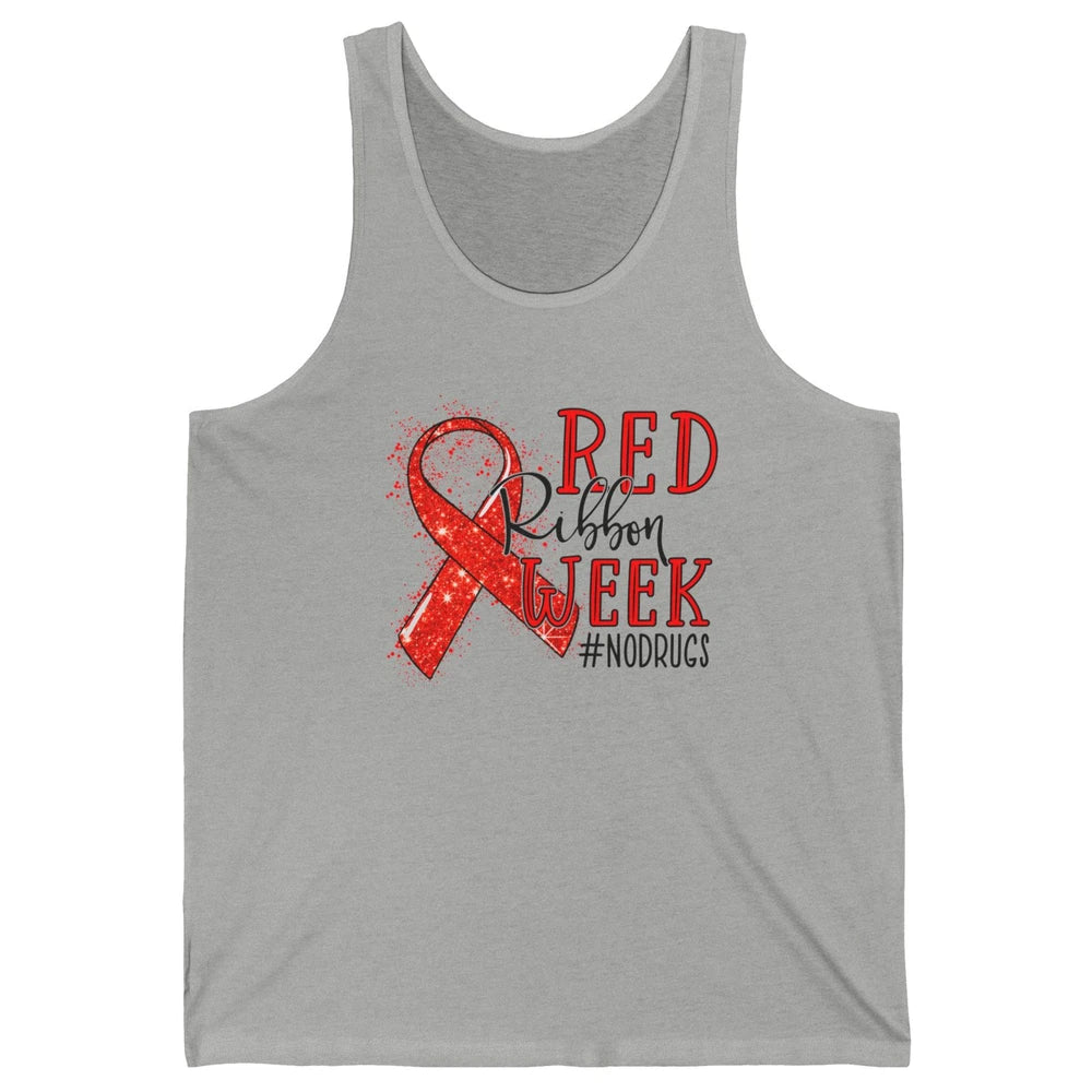October Red Ribbon Week Awareness No Drugs Drug Free Unisex Jersey Tank