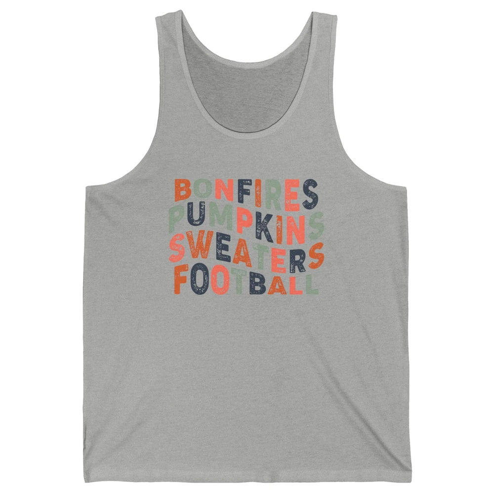 Retro Fall Bonfires Pumpkins Swaeaters Football Thanksgiving Unisex Jersey Tank