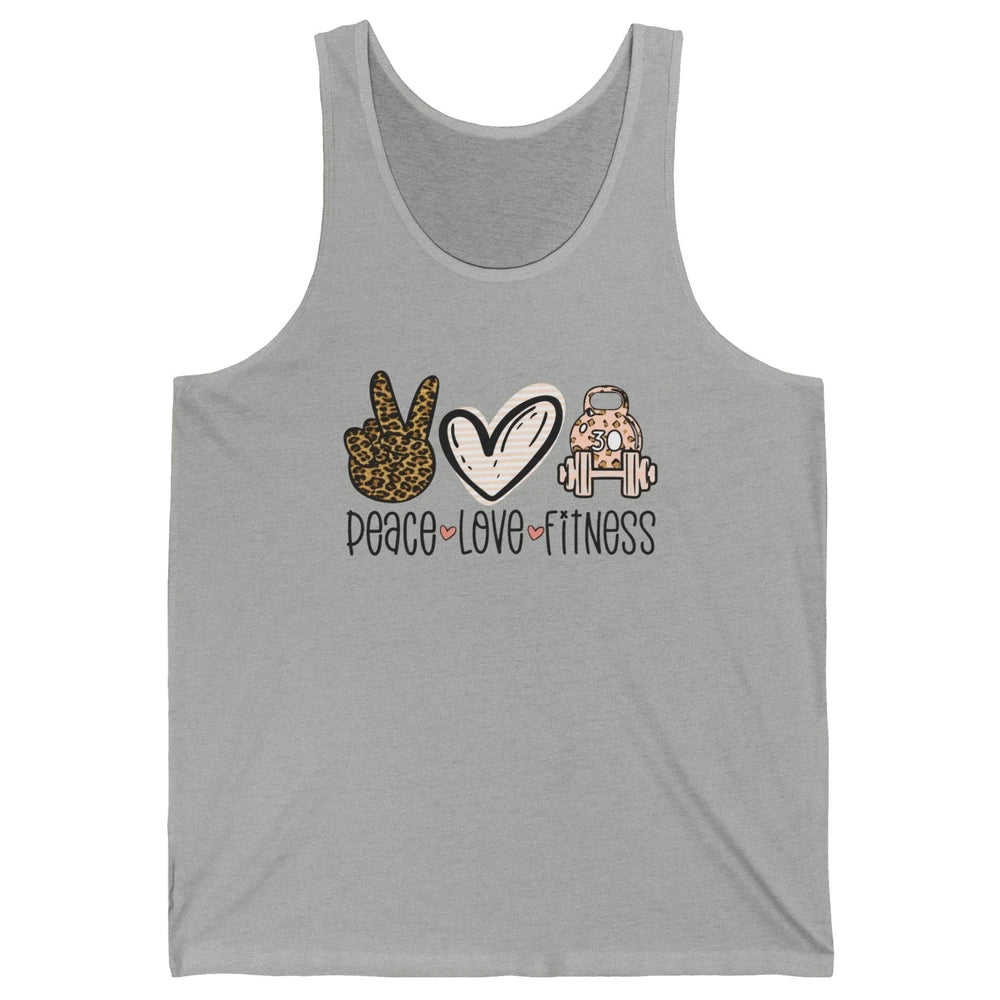 Peace Love Fitness Leopard Fitness Workout Gym Trainer Gift Unisex Jersey Tank