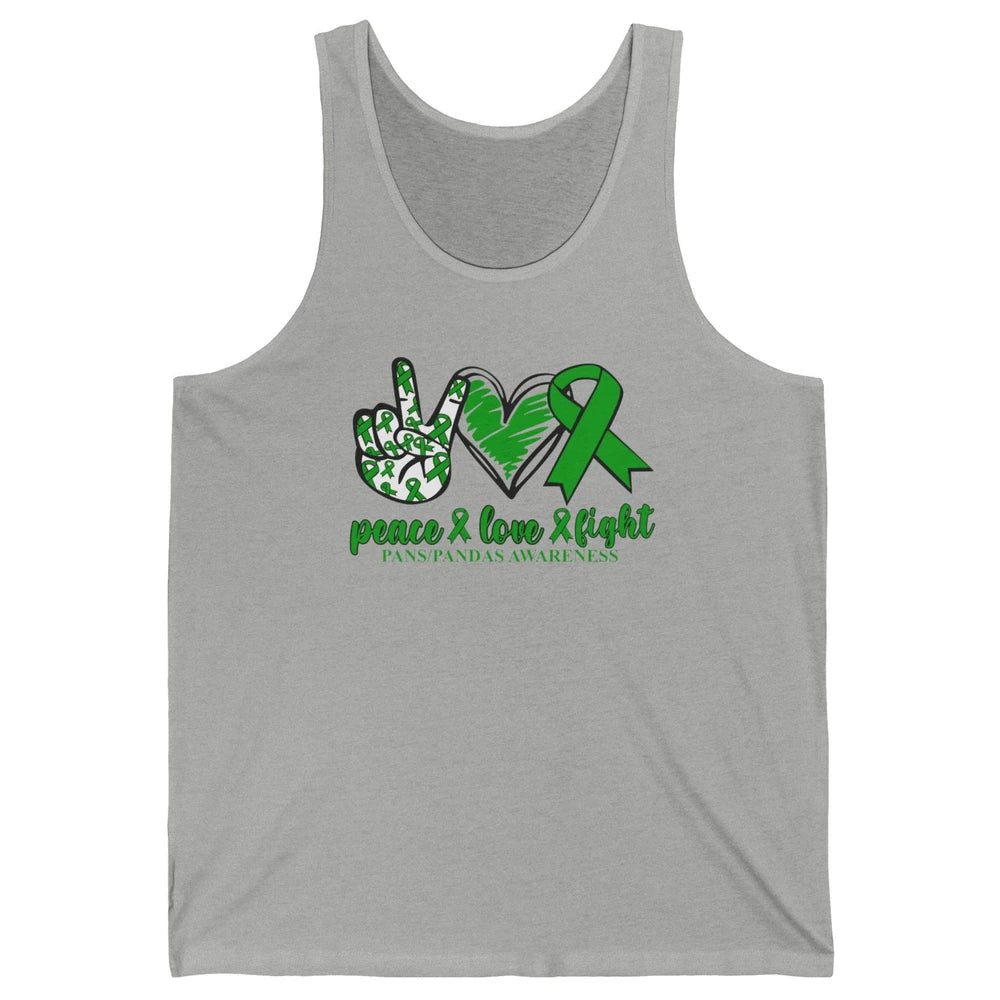 PANS/PANDAS Awareness Green Ribbon Peace Love Cure Unisex Jersey Tank