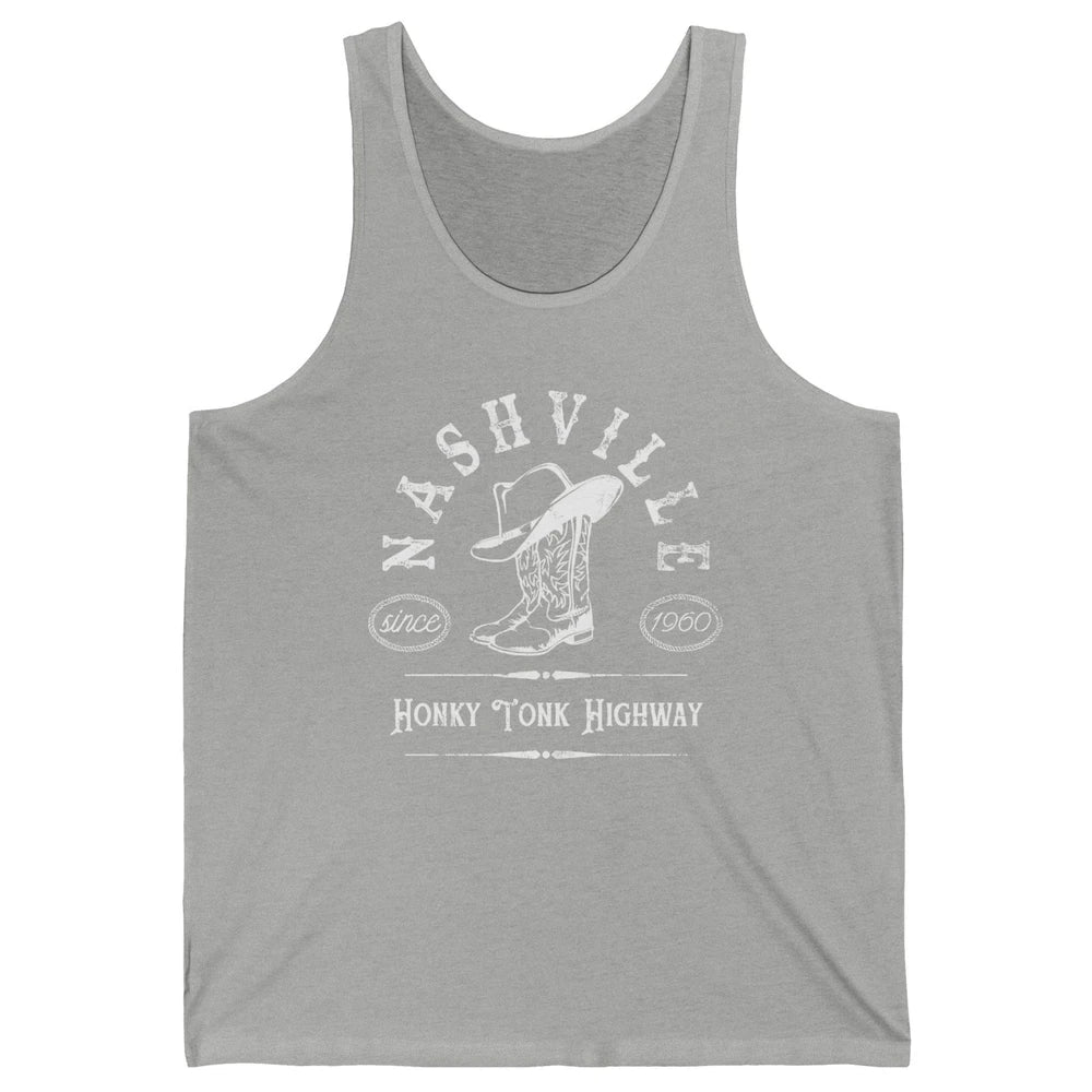 Retro Cowboy Boots Hat Nashville Honky Tonk Highway Western Unisex Jersey Tank