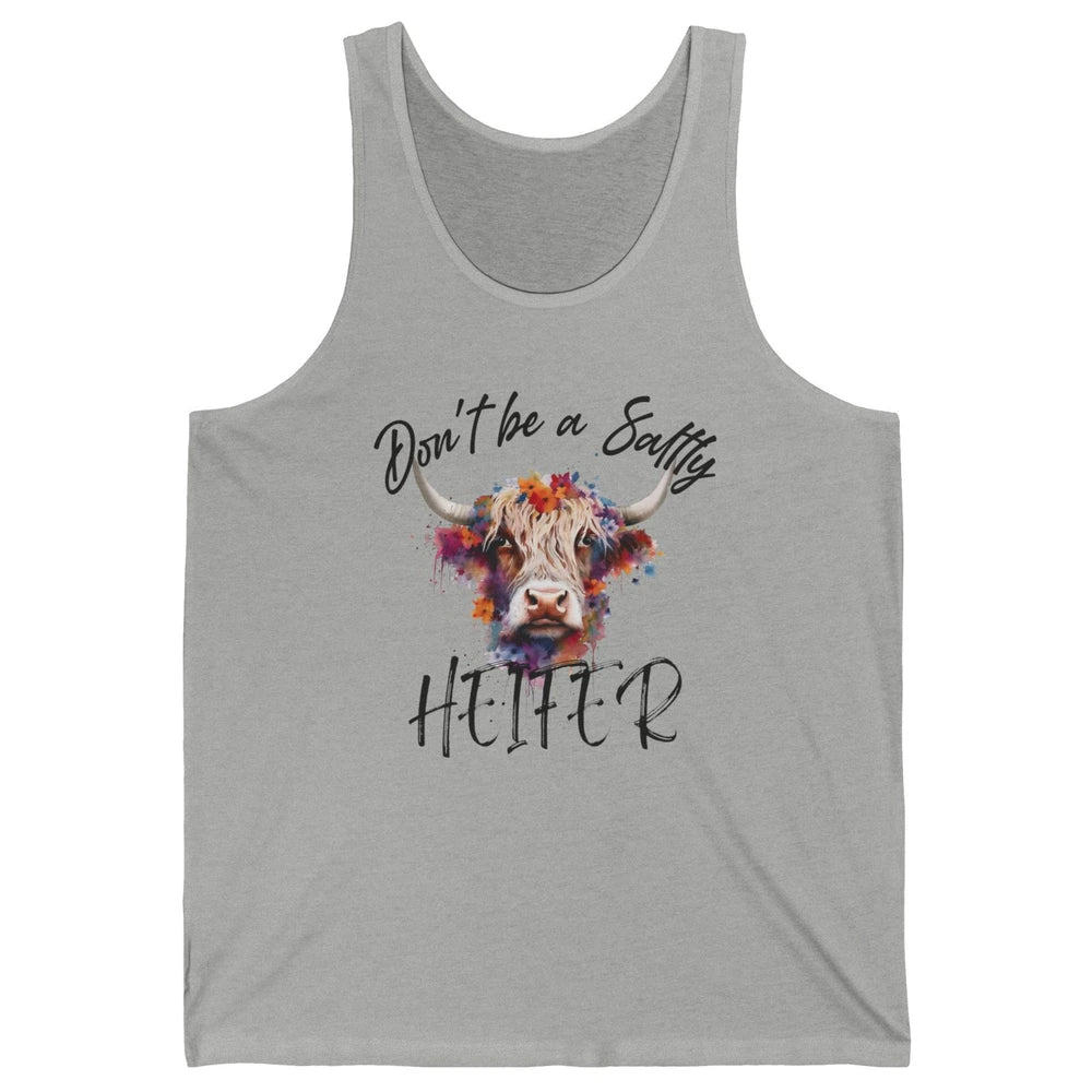 Floral Long Haired Cow Don't Be A Salty Heifer Western Farm Unisex Jersey Tank