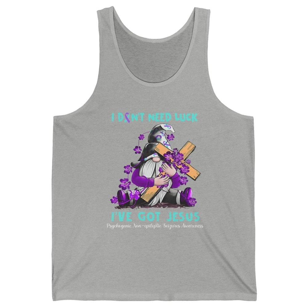 PNES Awareness Gnome I Don't Need Luck I've Got Jesus Faith Unisex Jersey Tank