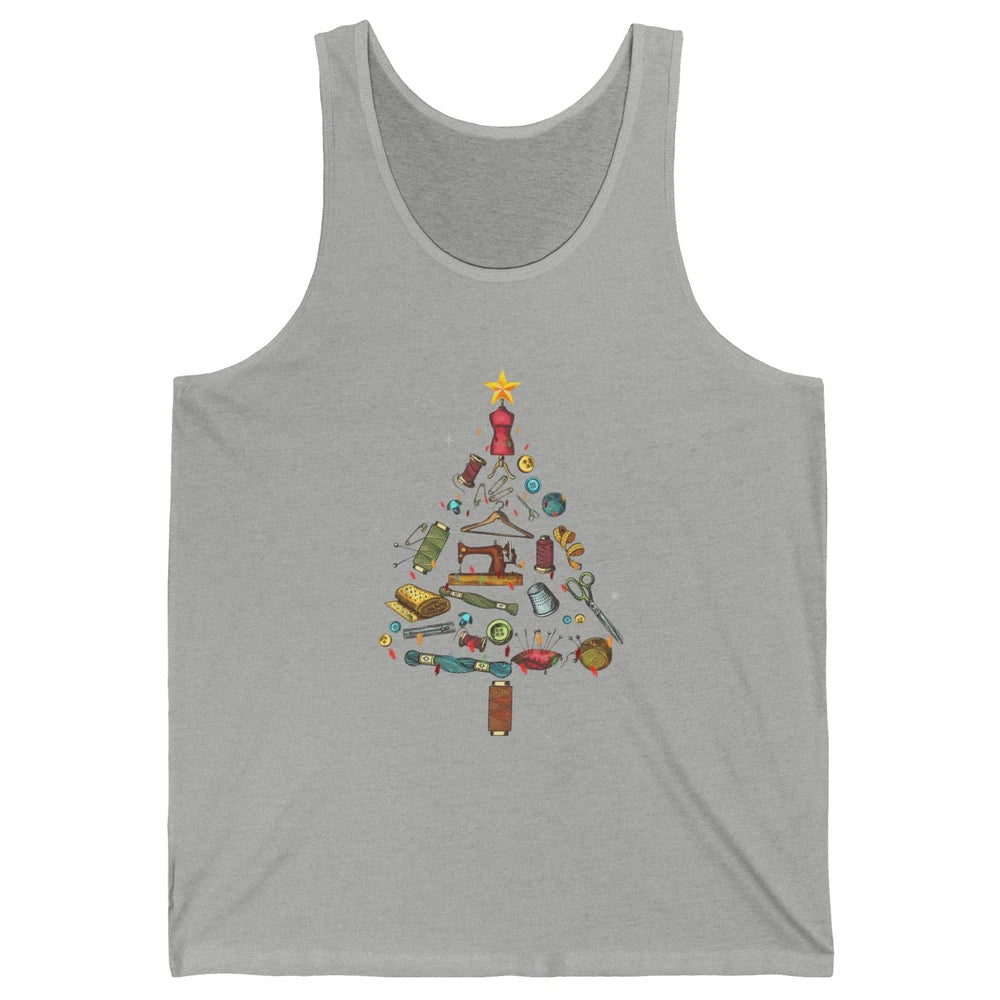 Merry Christmas Sewing Yarn Quilting Xmas Tree Sew Machine Unisex Jersey Tank