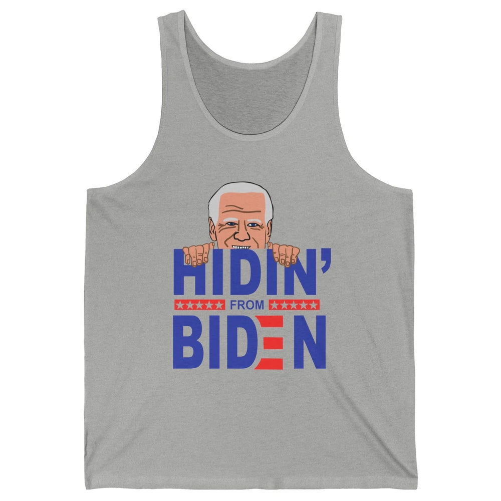 Retro Funny Joe Biden Hiding From Biden Anti Liberal US Flag Unisex Jersey Tank