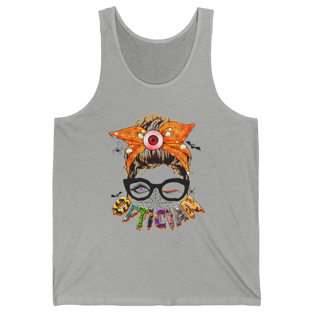 Optician Halloween Women Messy Bun Optometrist Ophthalmic Unisex Jersey Tank