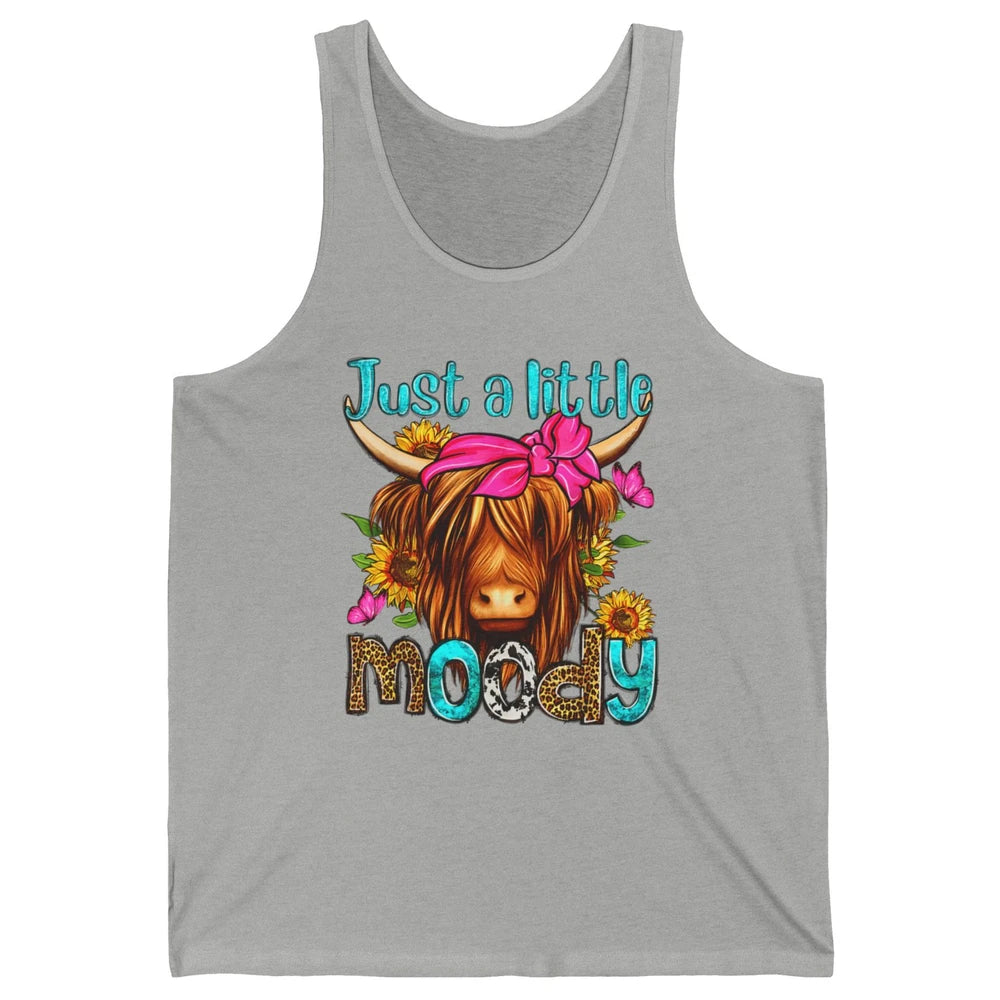 Just Little Moody Cute Western Highland Cow Heifer Sunflower Unisex Jersey Tank